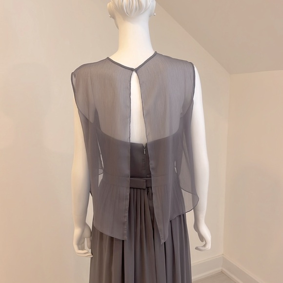 NWT SAMPLE LELA ROSE LR222 size 14 Gray Crinkle Chiffon PRISTINE - Picture 5 of 9